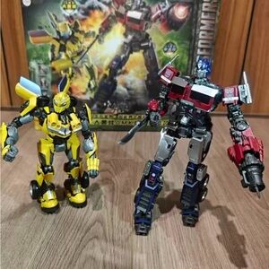 Bumblebee and Optimus-Inspired Transforming Robot Action Figures - Yellow & Red